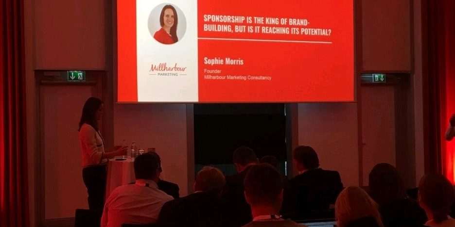 Sophie Morris speaking at SpotOn sponsorship conference