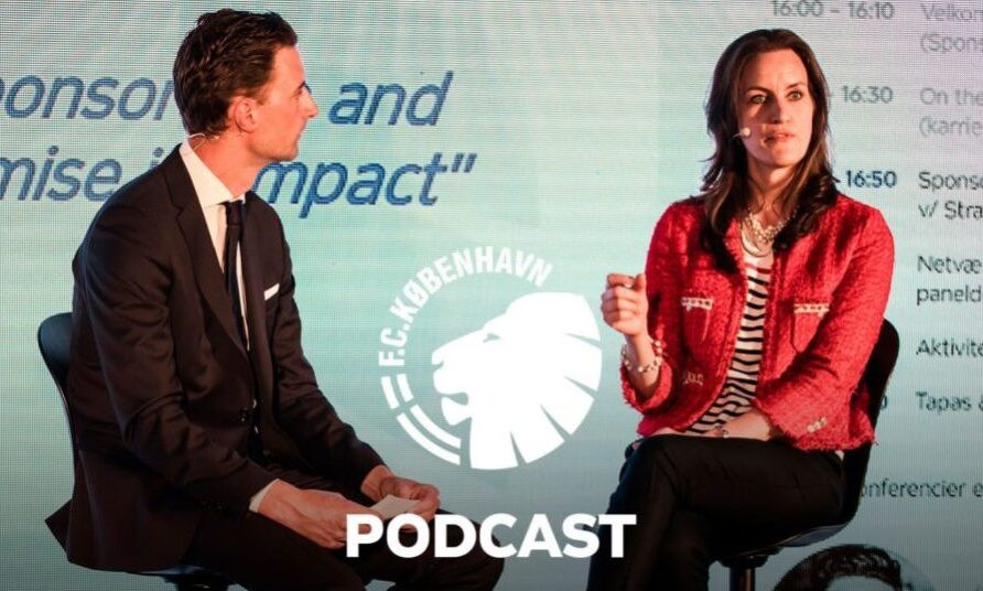 Sophie Morris speaking at F.C. Copenhagen